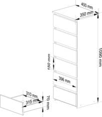 Akord Komoda CL6 40 cm jelša