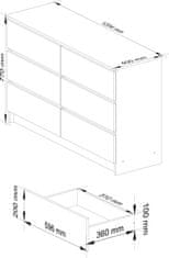 Akord Komoda Kuba 120 cm 6 šuplíkov jelša