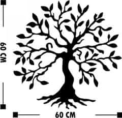 Hanah Home Kovová dekorácia na stenu Strom 60x60 cm čierny