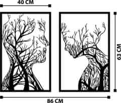 Hanah Home Kovová dekorácia na stenu Ľudské profily v tvare stromov 86x63 cm čierna