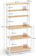 Songmics Kuchynský regál Vasagle CUSTOM biely/hnedý