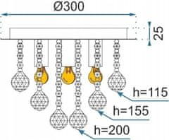 Tutumi Krištáľové stropné svietidlo Glamour 392179 strieborné