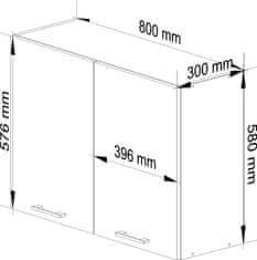 Akord Kuchynská závesná skrinka Olivie W I 80 cm biela/betón