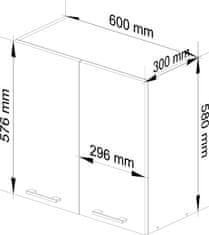 Akord Kuchynská závesná skrinka Olivie W II 60 cm biela/betón