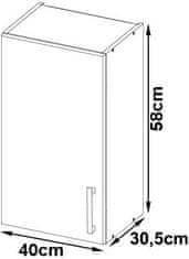 Akord Kuchynská závesná skrinka Š 40 cm D1 Artus biela/sonoma