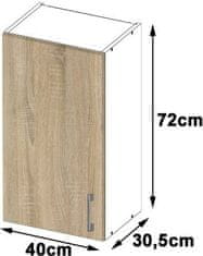 Akord Kuchynská závesná skrinka Š 40cm D1 H720 Artus biela/sonoma