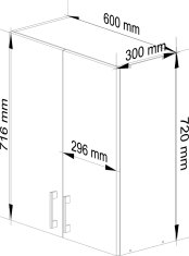 Akord Kuchynská závesná skrinka Š 60cm D2 H720 Artus biela/sonoma