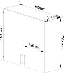 Akord Kuchynská závesná skrinka Š 80cm D2 H720 Artus biela/sonoma