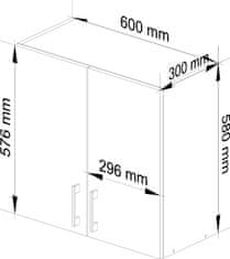 Akord Kuchynská závesná skrinka Š 60 cm D2 Artus biela/sonoma