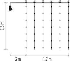 EMOS LED vianočná reťaz - záclona Dropi s programami 1,7 m x 1,5 m teplá biela