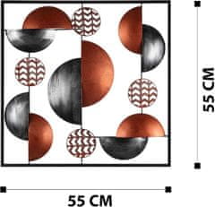 Wallity Nástěnná kovová dekorace AURORA 55 cm černá/měděná