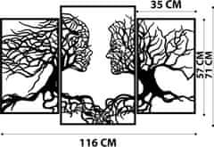 Hanah Home Nástenná kovová dekorácia Ľudské profily v stromoch 116x71 cm čierna