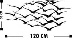 Hanah Home Nástenná kovová dekorácia Vtáci 120x55 cm čierna