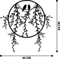 Hanah Home Nástenná kovová dekorácia Vtáčiky 45x44 cm čierna