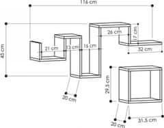 Hanah Home Nástenná polica Folov antracit