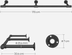 Songmics Nástenná šatníková tyč Torko čierna
