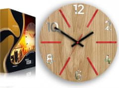 ModernClock Nástenné hodiny Aksel Wood červeno-zrkadlové