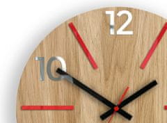 ModernClock Nástenné hodiny Aksel Wood červeno-zrkadlové