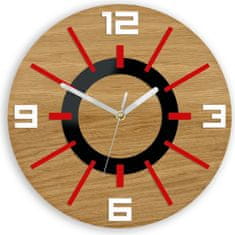 ModernClock Nástenné hodiny Alladyn Wood červeno-čierne