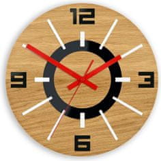 ModernClock Nástenné hodiny Alladyn Wood hnedo-červené