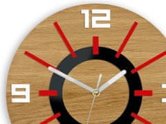 ModernClock Nástenné hodiny Alladyn Wood červeno-čierne