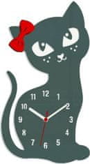 ModernClock Nástenné hodiny Cat sivé