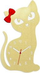 ModernClock Nástenné hodiny Cat zlaté