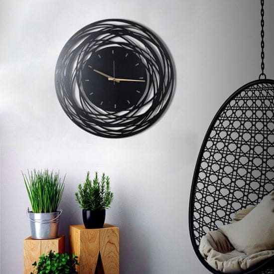 Hanah Home Nástenné hodiny Lines 50 cm čierne