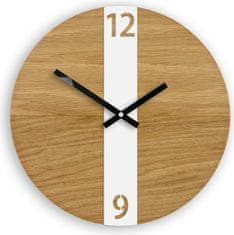 ModernClock Nástenné hodiny Oak Belt hnedo-biele