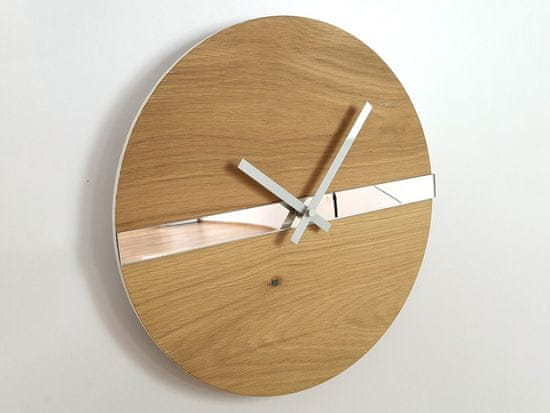 ModernClock Nástenné hodiny Oak Mirror hnedé