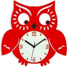 ModernClock Nástenné hodiny Owl červené