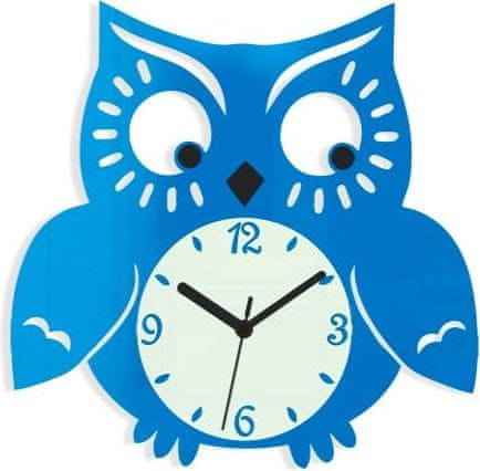 ModernClock Nástenné hodiny Owl modré