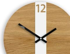 ModernClock Nástenné hodiny Oak Belt hnedo-biele