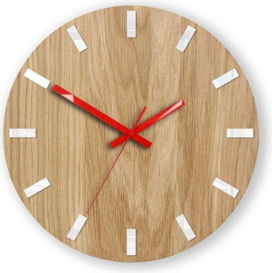 ModernClock Nástenné hodiny Simple Oak hnedo-červené