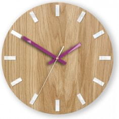 ModernClock Nástenné hodiny Simple Oak hnedo-fialové