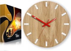 ModernClock Nástenné hodiny Simple Oak hnedo-červené