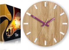 ModernClock Nástenné hodiny Simple Oak hnedo-fialové