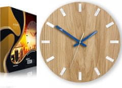 ModernClock Nástenné hodiny Simple Oak hnedo-modré