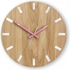 ModernClock Nástenné hodiny Simple Oak hnedo-ružové