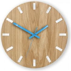 ModernClock Nástenné hodiny Simple Oak hnedo-tyrkysové