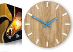 ModernClock Nástenné hodiny Simple Oak hnedo-tyrkysové