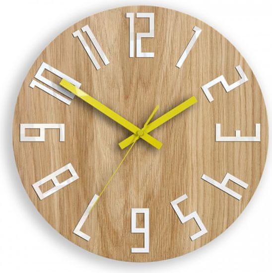 ModernClock Nástenné hodiny Slim hnedo-žlté