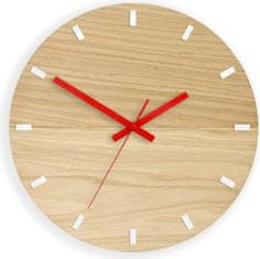 ModernClock Nástenné hodiny Solo Wood hnedo-červené