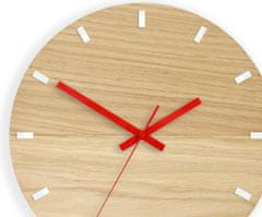 ModernClock Nástenné hodiny Solo Wood hnedo-červené