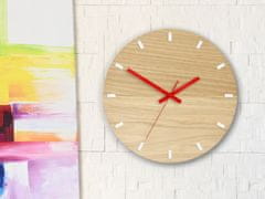 ModernClock Nástenné hodiny Solo Wood hnedo-červené