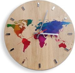 ModernClock Nástenné hodiny World Wood hnedé