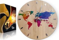 ModernClock Nástenné hodiny World Wood hnedé