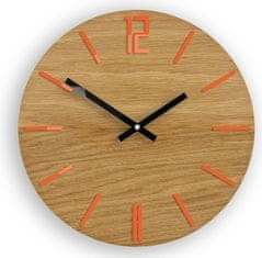 ModernClock Nástenné hodiny Carlo Wood hnedo-oranžové