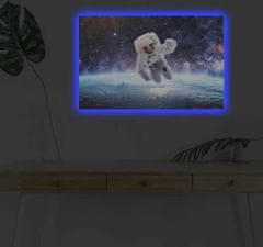 Wallity Obraz s LED osvetlením ASTRONAUT VO VESMÍRE 45 x 70 cm