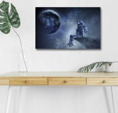 Wallity Obraz s LED osvetlením ASTRONAUT VO VESMÍRE II 45 x 70 cm